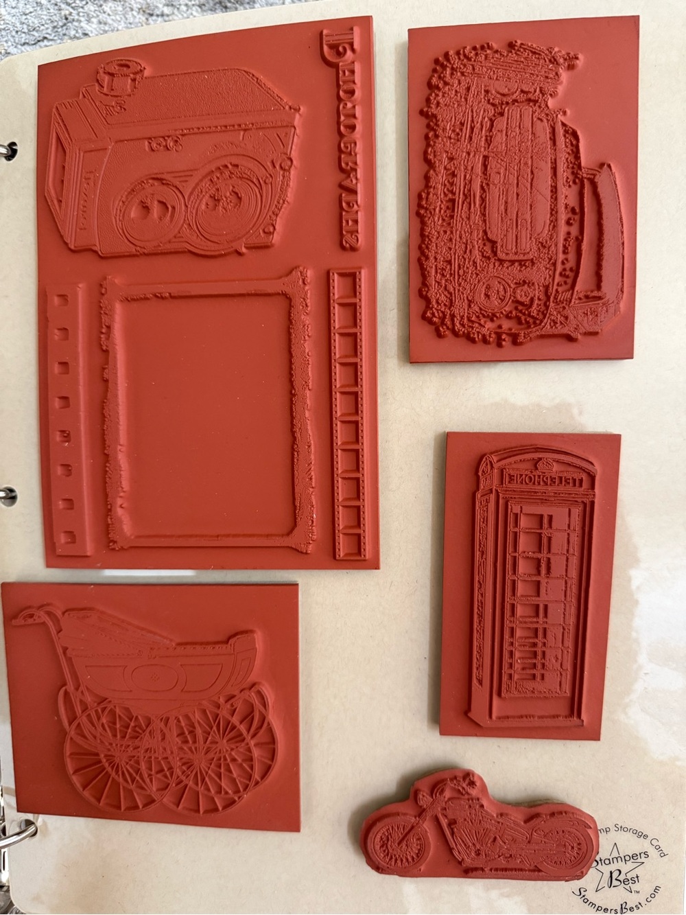 Stampers Best Red Rubber Cling Mount Stamps LOT OF 26 w/Binder & Storage Cards